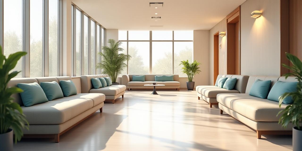 Bright and spacious waiting area with comfortable seating and natural light